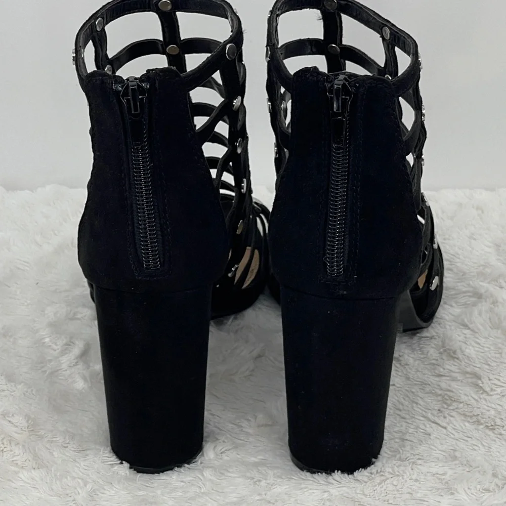 Report Black Caged Heels with Silver Accents WOMENS SIZE 8